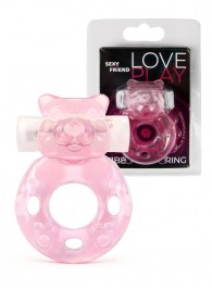 Розовое эрекционное виброкольцо в форме мишки - 1137 - в Волгограде купить с доставкой