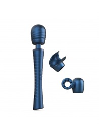 Синий вибромассажёр с насадками Man.wand Edgy - Manwan - в Волгограде купить с доставкой