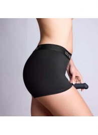 Черные трусики-боксеры для фиксации насадок Strap-on-me Harness Lingerie Allure - size XS - Strap-on-me - купить с доставкой в Волгограде