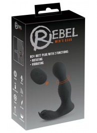 Черная анальная пробка с вибрацией, вращением и пультом ДУ RC Butt Plug with 2 Functions - Orion - в Волгограде купить с доставкой