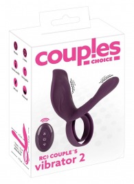 Фиолетовая насадка на член с клиторальным отростком и пультом ДУ RC Couple’s Vibrator 2 - Orion - в Волгограде купить с доставкой