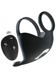 Черная вибронасадка для эрекции и стимуляции мошонки Cock ring with RC ball massager - Orion - в Волгограде купить с доставкой