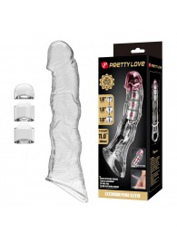 Прозрачный фаллоудлинитель с 3 вставками - 28 см. - Baile - в Волгограде купить с доставкой