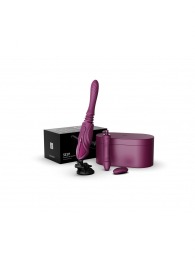 Фиолетовая секс-машина с функцией нагрева, насадками и присоской Sesh - Zalo - купить с доставкой в Волгограде