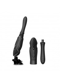 Черная секс-машина с функцией нагрева, насадками и присоской Sesh - Zalo - купить с доставкой в Волгограде