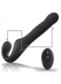 Черный безремневой страпон с вибрацией и возвратно-поступательными движениями - 24 см. - Ibiza - купить с доставкой в Волгограде