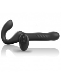 Черный безремневой страпон с вибрацией и возвратно-поступательными движениями - 24 см. - Ibiza - купить с доставкой в Волгограде