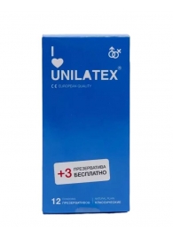 Классические презервативы Unilatex Natural Plain - 12 шт. + 3 шт. в подарок - Unilatex - купить с доставкой в Волгограде