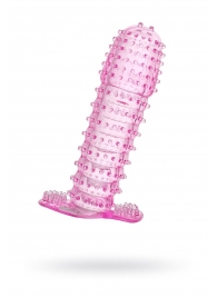 Гелевая розовая насадка с шипами - 12 см. - Toyfa Basic - в Волгограде купить с доставкой