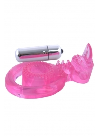 Розовая вибронасадка со стимулятор клитора   Язычок - Toyfa Basic - в Волгограде купить с доставкой