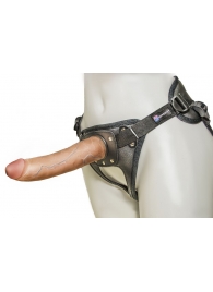 Насадка-фаллоимитатор на кожаных трусиках Harness Ultra Realistic 7  - 18 см. - LOVETOY (А-Полимер) - купить с доставкой в Волгограде