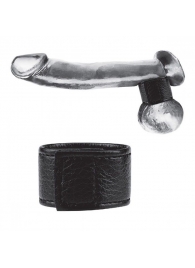Чёрная утяжка на мошонку 1  Velcro Ball Stretcher - BlueLine - купить с доставкой в Волгограде