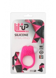 Розовое эрекционное кольцо с щеточкой LIT-UP SILICONE STIMU RING 5 - Dream Toys - в Волгограде купить с доставкой