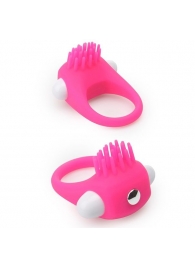 Розовое эрекционное кольцо с щеточкой LIT-UP SILICONE STIMU RING 5 - Dream Toys - в Волгограде купить с доставкой