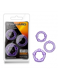 Набор из 3 фиолетовых эрекционных колец Stay Hard Beaded Cockrings - Blush Novelties - в Волгограде купить с доставкой