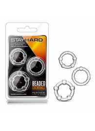 Набор из 3 прозрачных эрекционных колец Stay Hard Beaded Cockrings - Blush Novelties - в Волгограде купить с доставкой
