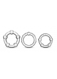 Набор из 3 прозрачных эрекционных колец Stay Hard Beaded Cockrings - Blush Novelties - в Волгограде купить с доставкой