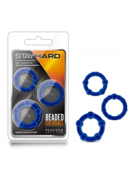 Набор из 3 синих эрекционных колец Stay Hard Beaded Cockrings - Blush Novelties - в Волгограде купить с доставкой