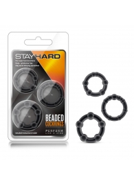 Набор из 3 чёрных эрекционных колец Stay Hard Beaded Cockrings - Blush Novelties - в Волгограде купить с доставкой