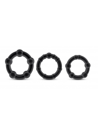 Набор из 3 чёрных эрекционных колец Stay Hard Beaded Cockrings - Blush Novelties - в Волгограде купить с доставкой