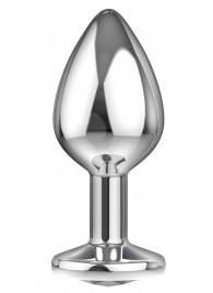 Большая серебристая анальная пробка Diamond Clear Sparkle Large с прозрачным кристаллом - 8 см. - Lola Games - купить с доставкой в Волгограде