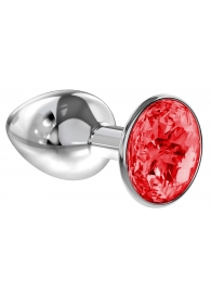Малая серебристая анальная пробка Diamond Red Sparkle Small с красным кристаллом - 7 см. - Lola Games - купить с доставкой в Волгограде