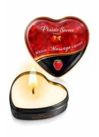 Массажная свеча с ароматом клубники Bougie Massage Candle - 35 мл. - Plaisir Secret - купить с доставкой в Волгограде