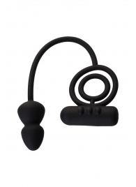Чёрное эрекционное кольцо с вибропулькой и анальным хвостом - Erotist Adult Toys - в Волгограде купить с доставкой