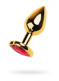 Золотистая анальная пробка с кристаллом-сердцем - 7,5 см. - ToyFa - купить с доставкой в Волгограде