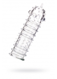 Прозрачная насадка на пенис TOYFA A-Toys с ребрами и точками - 15,3 см. - A-toys - в Волгограде купить с доставкой