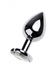 Серебристая анальная пробка с прозрачным кристаллом-сердцем - 8 см. - ToyFa - купить с доставкой в Волгограде