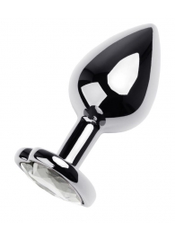 Серебристая анальная пробка с прозрачным кристаллом-сердцем - 8 см. - ToyFa - купить с доставкой в Волгограде