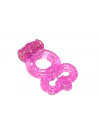 Розовое эрекционное кольцо Rings Treadle с подхватом - Lola Games - в Волгограде купить с доставкой