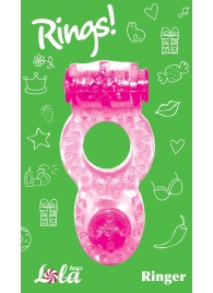 Розовое эрекционное кольцо с вибрацией Rings Ringer - Lola Games - в Волгограде купить с доставкой