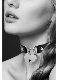 Черный чокер с замком в форме сердца - Bijoux Pour Toi - купить с доставкой в Волгограде