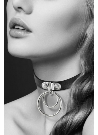 Черный чокер с двумя кольцами - Bijoux Pour Toi - купить с доставкой в Волгограде