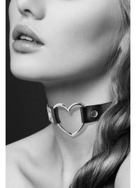 Чёрный чокер с кольцом в форме сердца - Bijoux Pour Toi - купить с доставкой в Волгограде