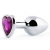 Серебристая анальная пробка с фиолетовым кристаллом-сердечком - 8 см. - Anal Jewelry Plug - купить с доставкой в Волгограде