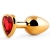Золотистая анальная пробка с красным стразом-сердечком - 8 см. - Anal Jewelry Plug - купить с доставкой в Волгограде