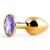 Золотистая анальная пробка с фиолетовым стразом - 7,2 см. - Anal Jewelry Plug - купить с доставкой в Волгограде