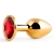 Золотистая анальная пробка с красным стразом - 7,2 см. - Anal Jewelry Plug - купить с доставкой в Волгограде