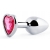 Серебристая анальная пробка с розовым кристаллом-сердечком - 7 см. - Anal Jewelry Plug - купить с доставкой в Волгограде