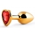 Золотистая анальная пробка с красным стразом-сердечком - 7 см. - Anal Jewelry Plug - купить с доставкой в Волгограде