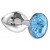 Малая серебристая анальная пробка Diamond Light blue Sparkle Small с голубым кристаллом - 7 см. - Lola Games - купить с доставкой в Волгограде