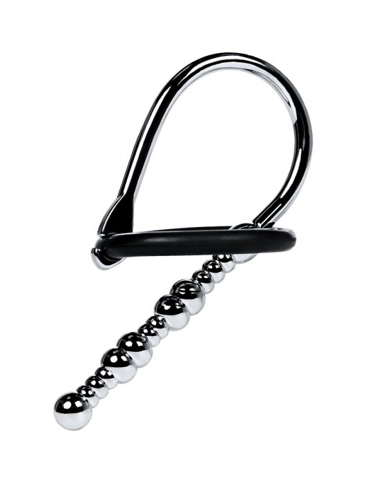 Серебристый уретральный плаг-бусины TOYFA Metal с мягким фиксириющим кольцом - ToyFa - купить с доставкой в Волгограде