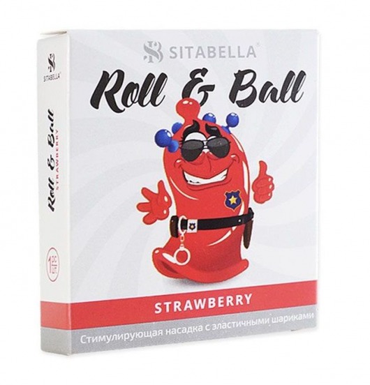 Стимулирующий презерватив-насадка Roll   Ball Strawberry - Sitabella - купить с доставкой в Волгограде