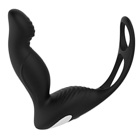 Черный вибромассажер простаты P-PLEASER W ERECTION ENHANCE - Dream Toys - в Волгограде купить с доставкой