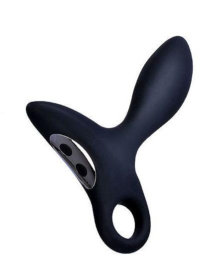 Черный силиконовый анальный вибромассажер Erokey с колечком-ограничителем - Erokay - в Волгограде купить с доставкой