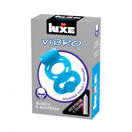 Голубое эрекционное виброкольцо Luxe VIBRO  Дьявол в доспехах  + презерватив - Luxe - в Волгограде купить с доставкой