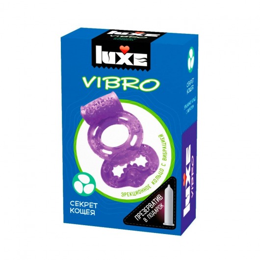 Фиолетовое эрекционное виброкольцо Luxe VIBRO  Секрет Кощея  + презерватив - Luxe - в Волгограде купить с доставкой